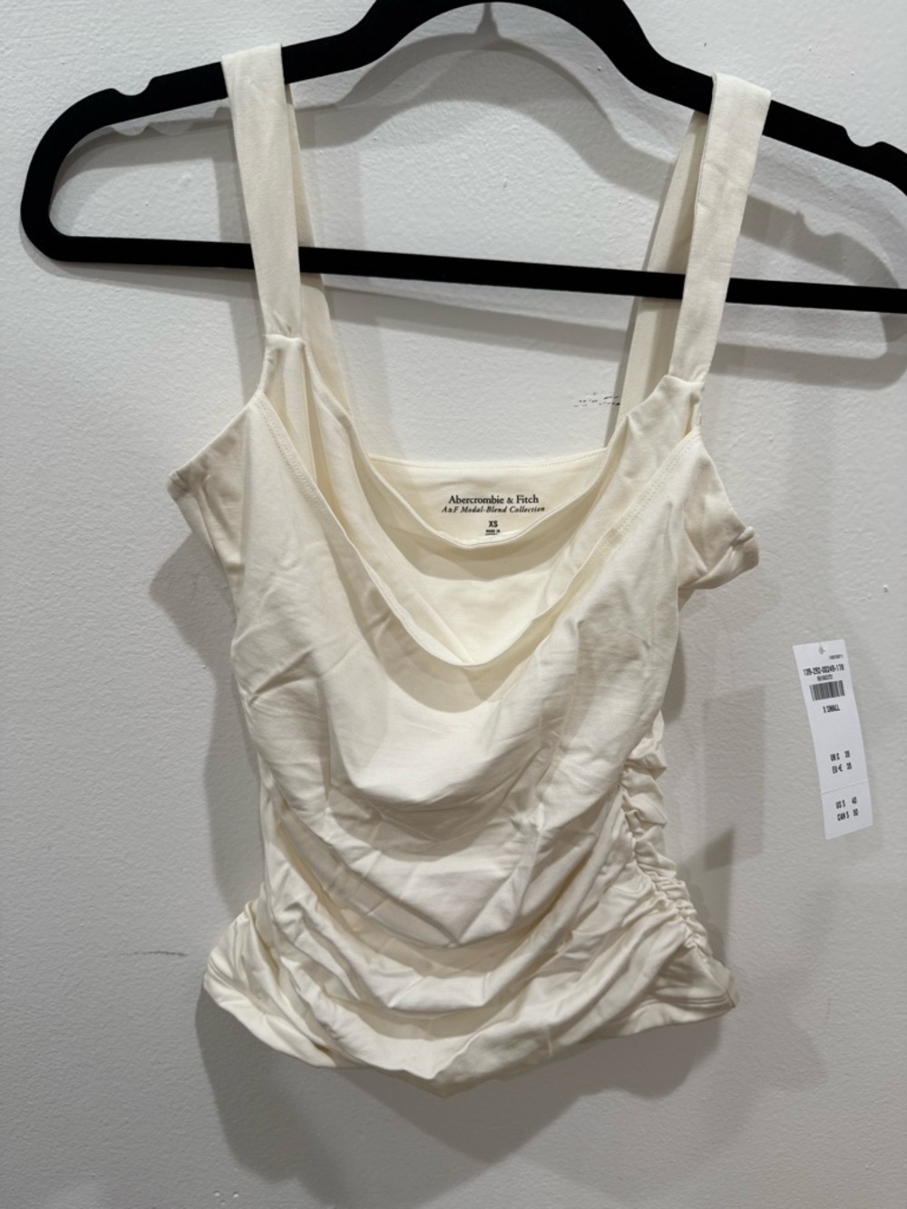 Abercrombie & Fitch Cream Ruched Draped Camisole